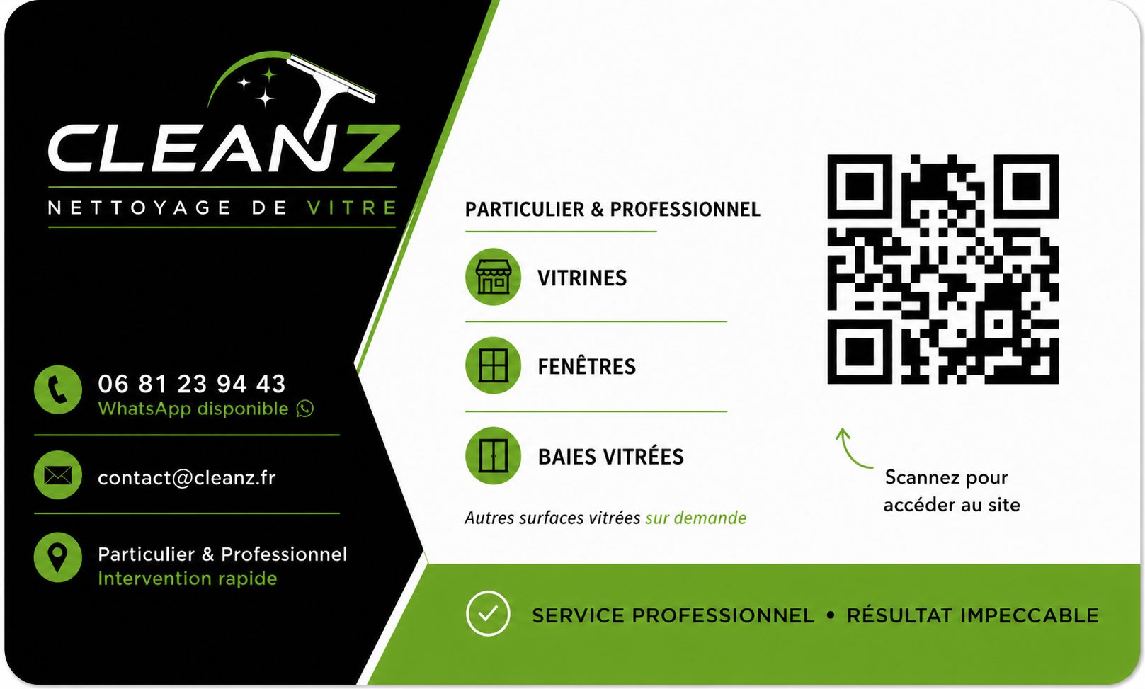 Carte de visite CLEANZ - face arrière